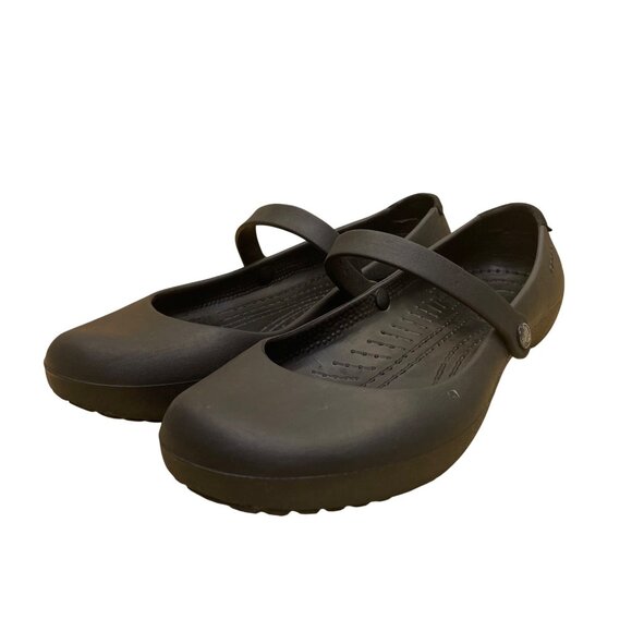 Crocs Women’s Black Mary Jane Flats Slip-On Shoes Size W9 - Picture 3 of 8